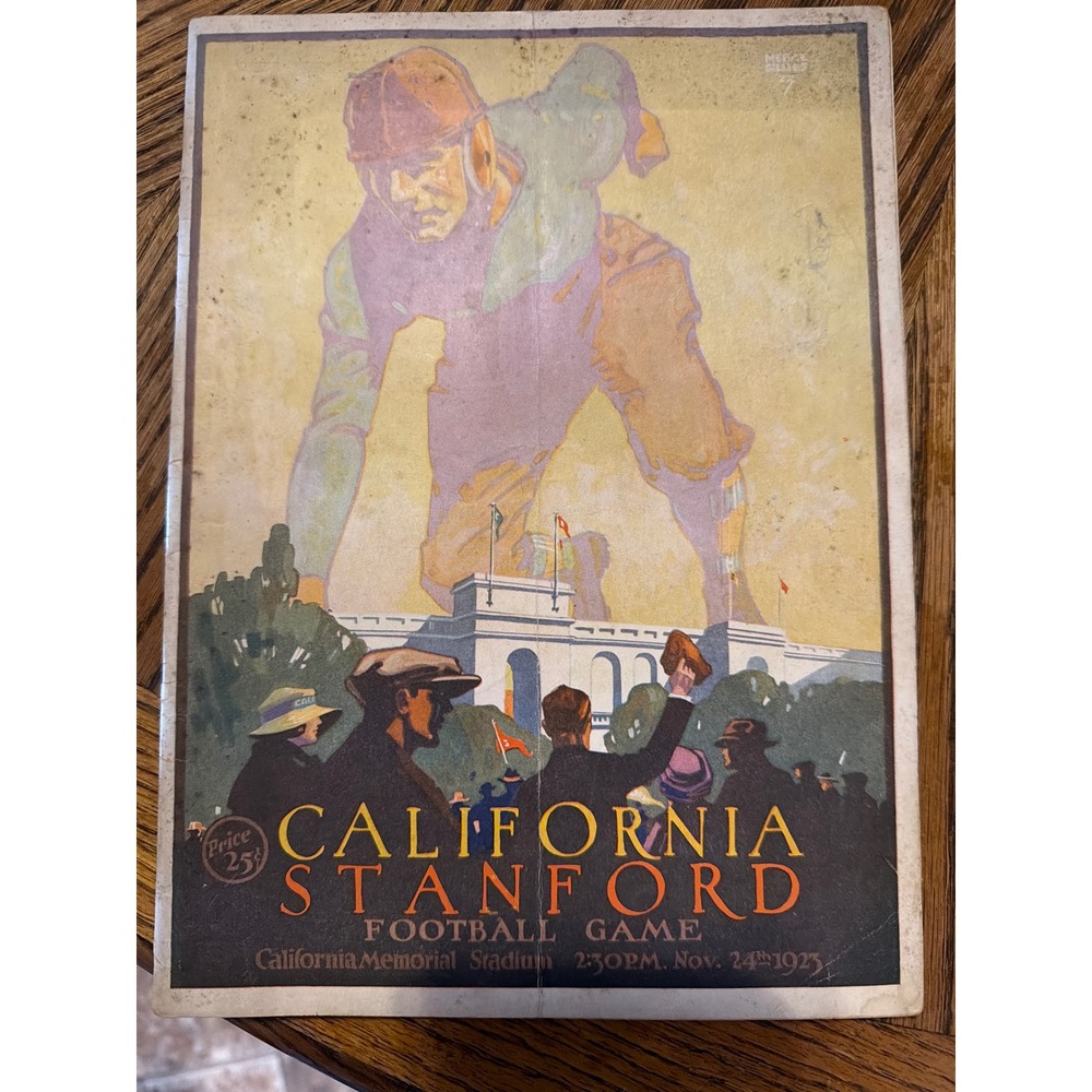 Antique 1923 Stanford vs California Football Program Maynard Dixon Art Big Game